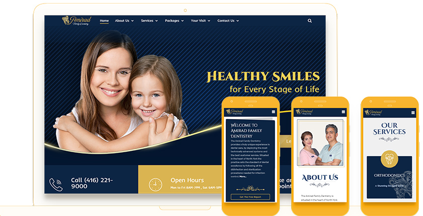 Amirad Family Dentistry Web Design in Toronto by WebValue Agency