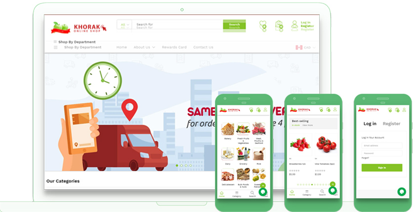 Khorak Supermarket Web Design in Toronto by WebValue Agency